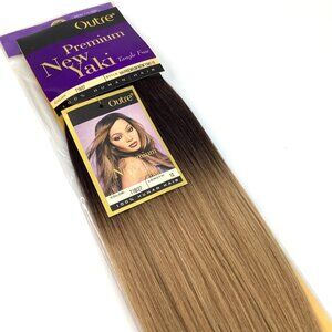 10" Outre Premium New Yaki 100% Human Hair Extensions T1B/27 Dark Root Blonde